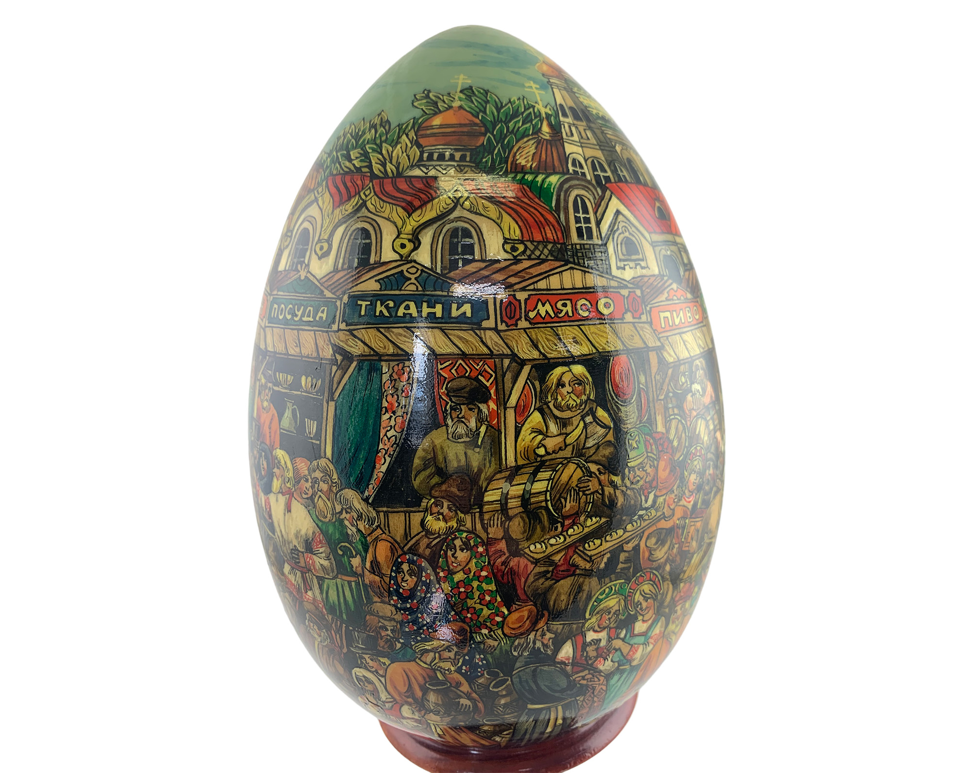 Buy Vintage Panoramic Russian Market Egg with Stand 9" at GoldenCockerel.com