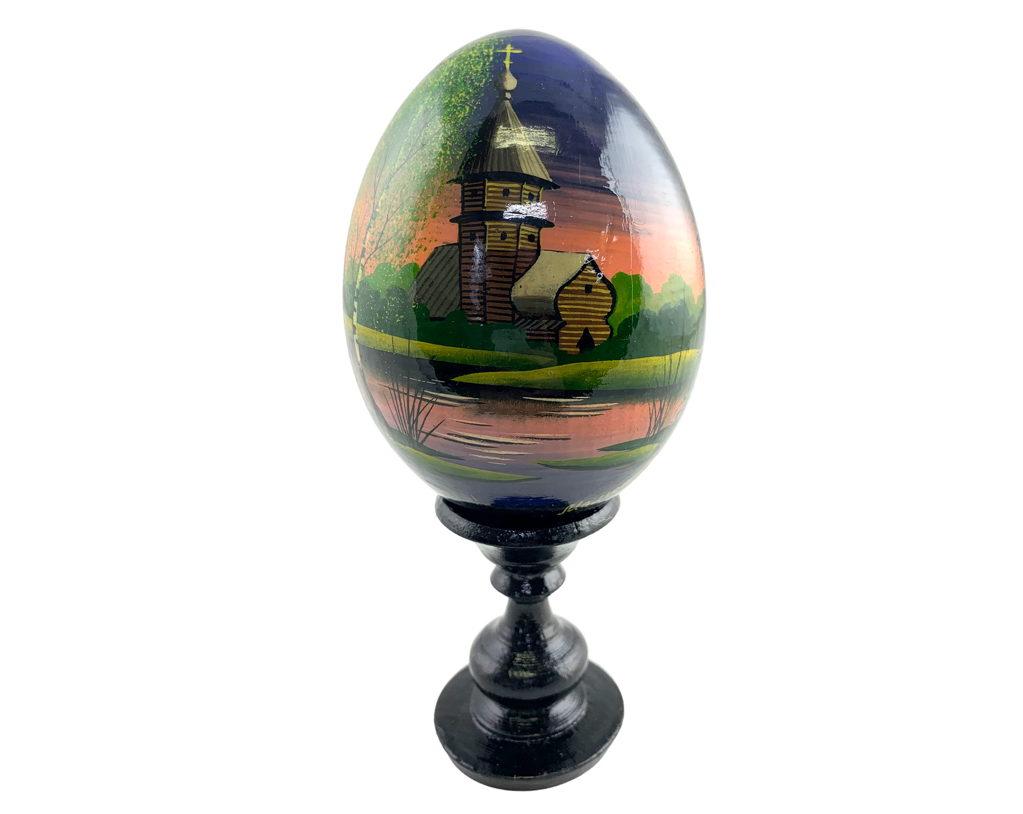 Buy Vintage 4" Scenic Landscape Egg with Stand at GoldenCockerel.com
