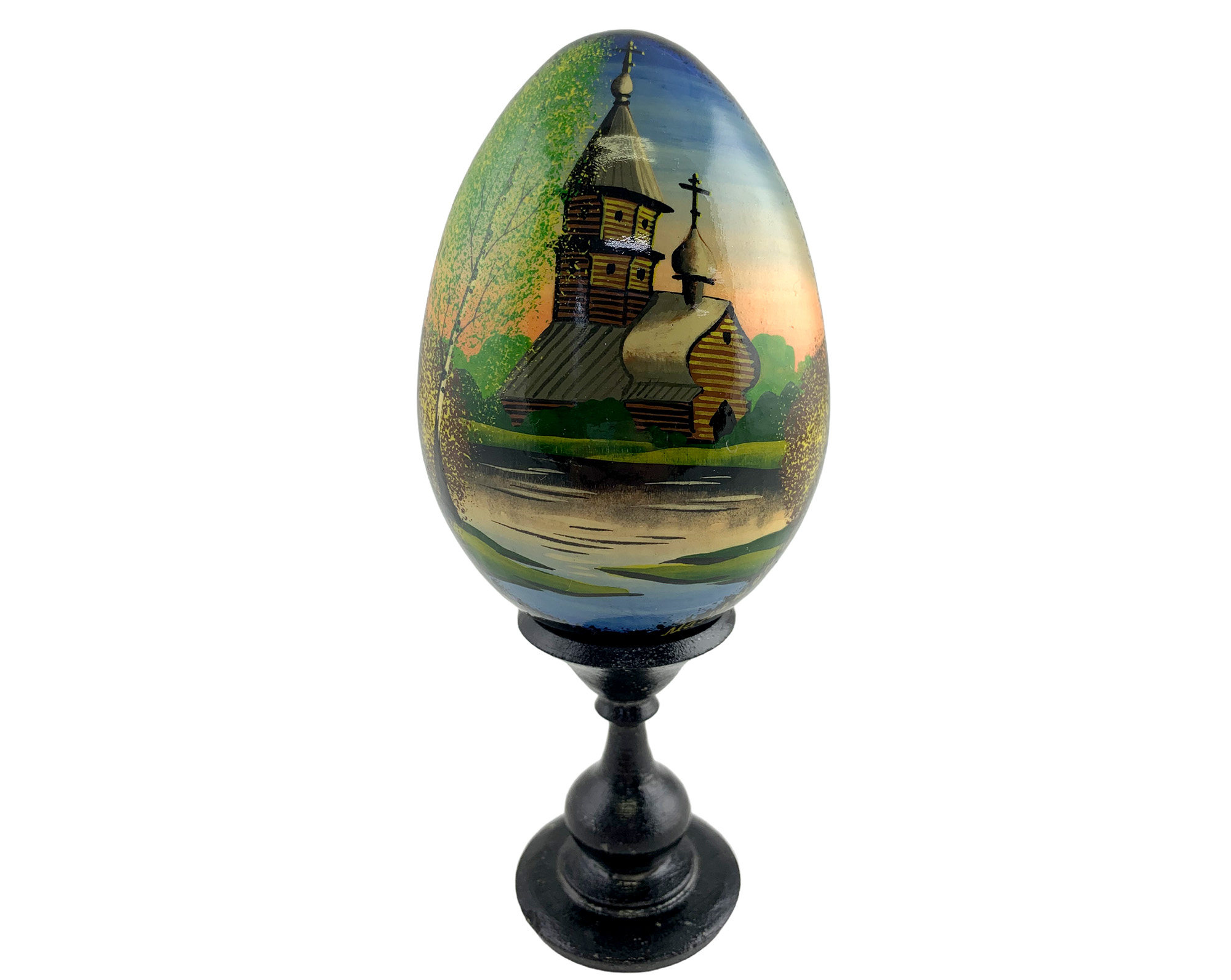 Buy Vintage 4" Scenic Landscape Egg with Stand at GoldenCockerel.com