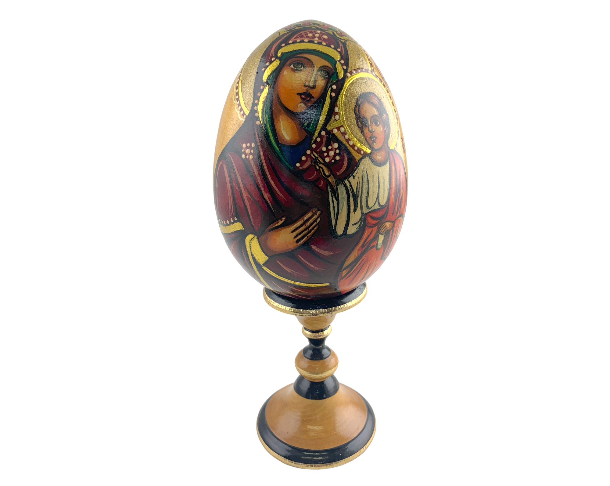 Buy Vintage 7" Large Orthodox Icon Egg with Gold Foil and Stand at GoldenCockerel.com
