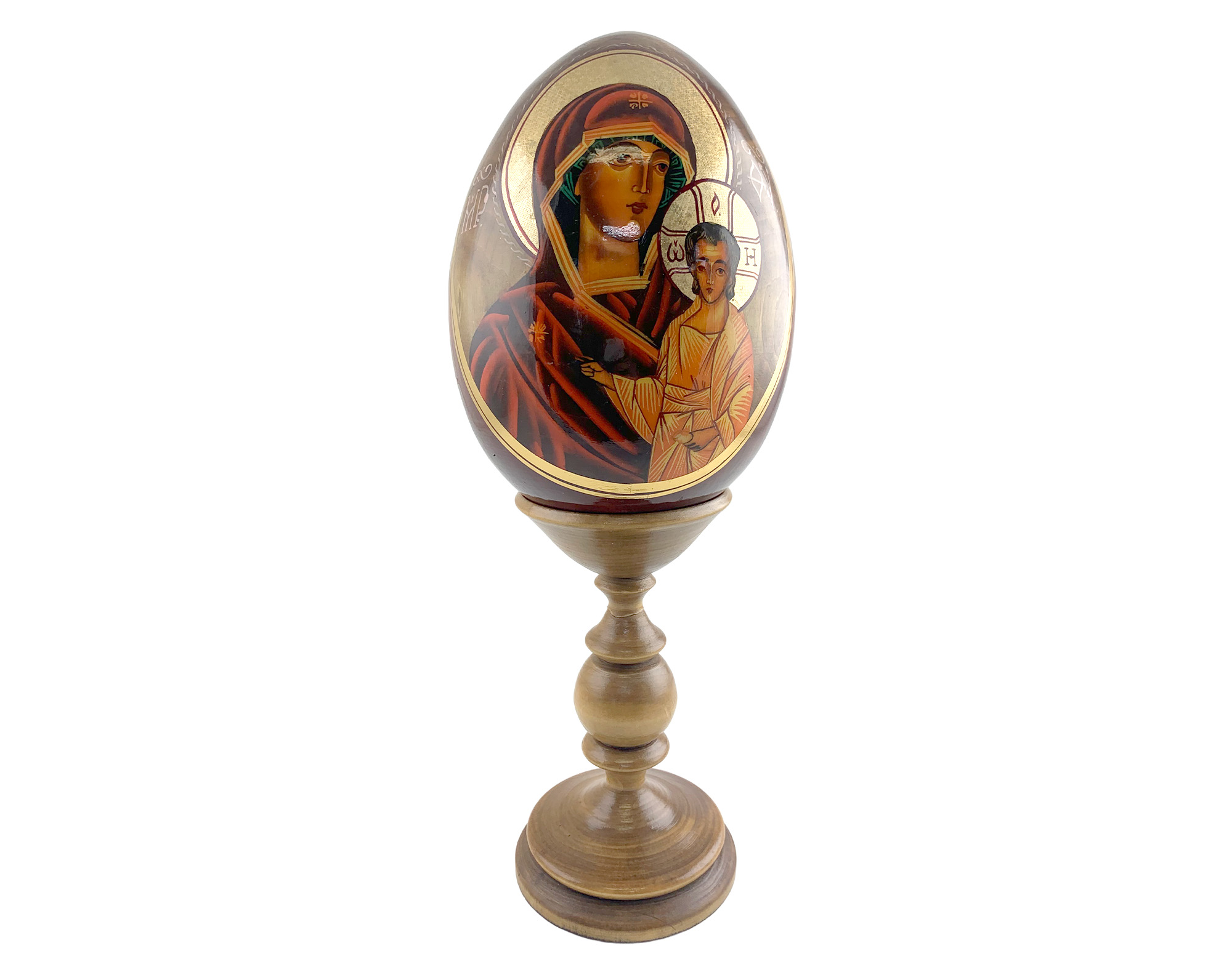 Buy Vintage 7" Large Orthodox Icon Egg with Gold Foil and Stand at GoldenCockerel.com