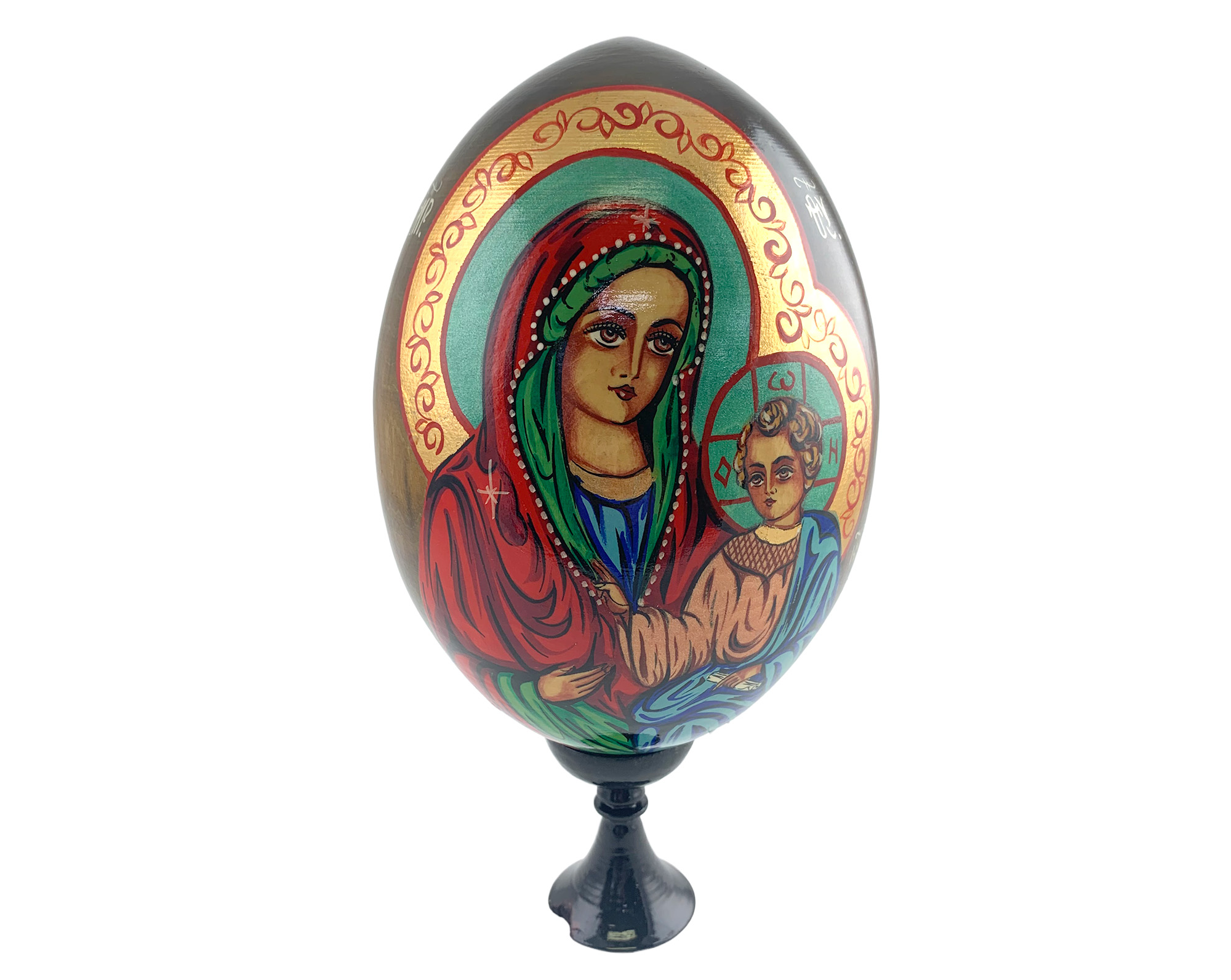 Buy Vintage 7" Large Orthodox Icon Egg with Gold Foil and Stand at GoldenCockerel.com