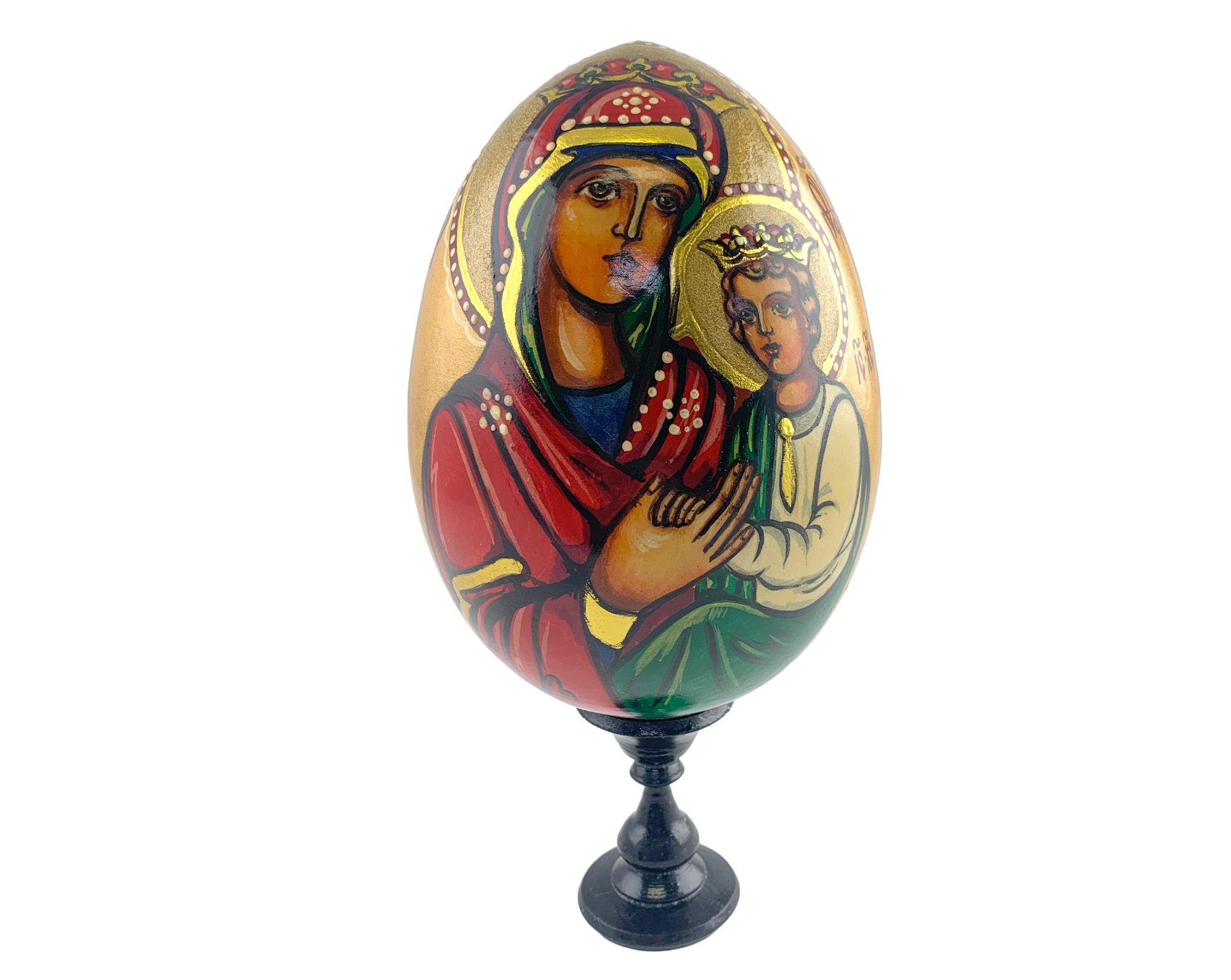 Buy Vintage 7" Large Orthodox Icon Egg with Gold Foil and Stand at GoldenCockerel.com