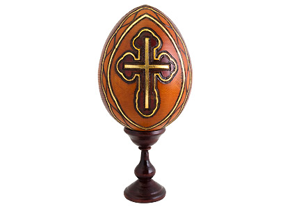 Buy Christ Woodburned Icon Egg at GoldenCockerel.com