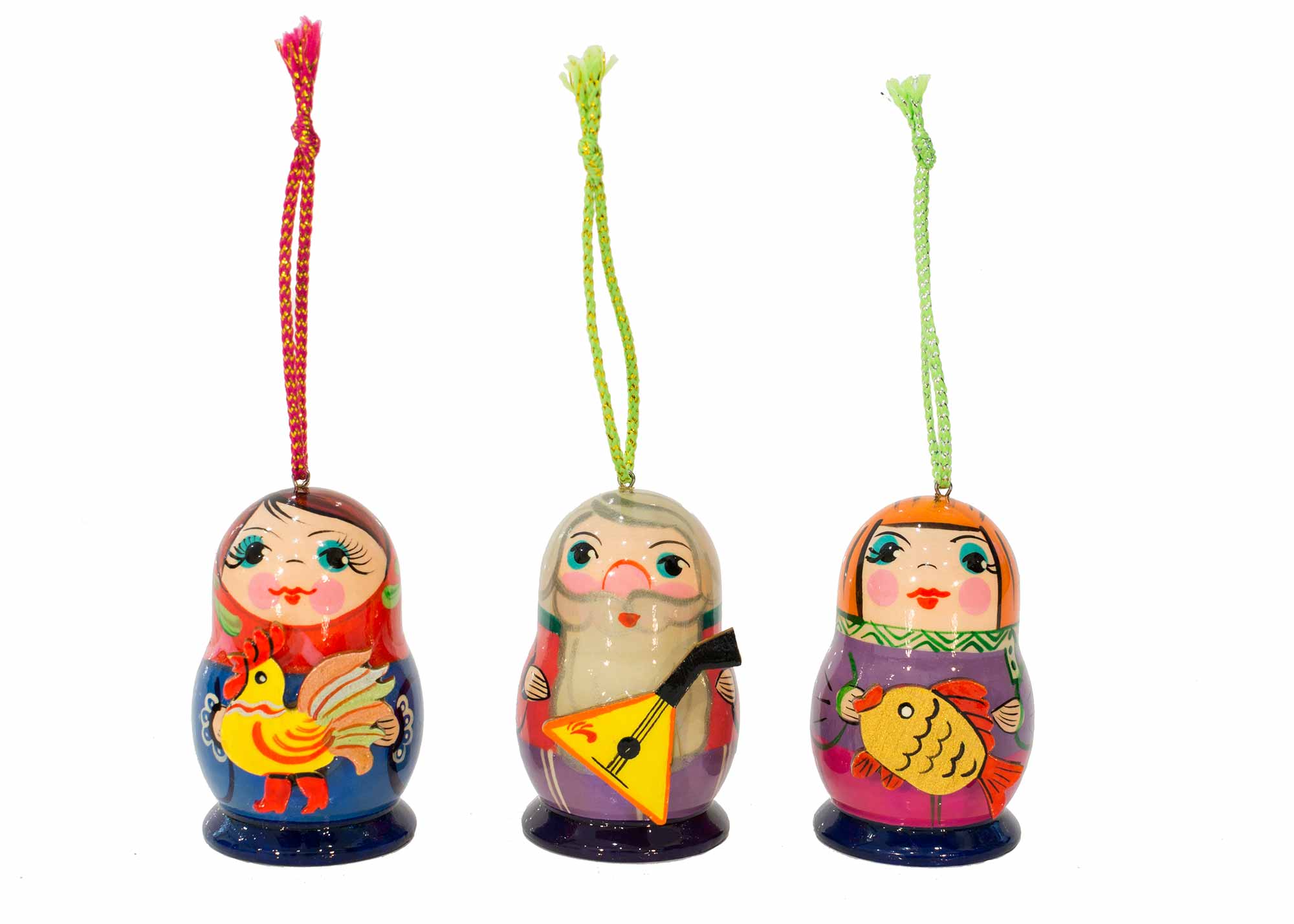 Buy Set of 3 Folksy Ornaments at GoldenCockerel.com