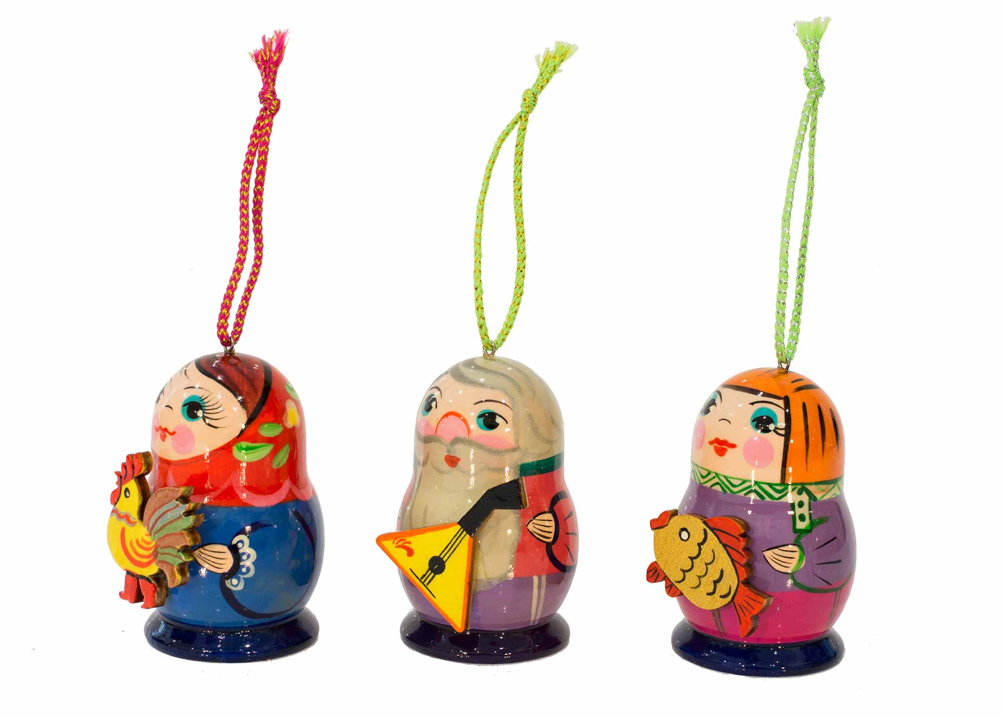 Buy Set of 3 Folksy Ornaments at GoldenCockerel.com