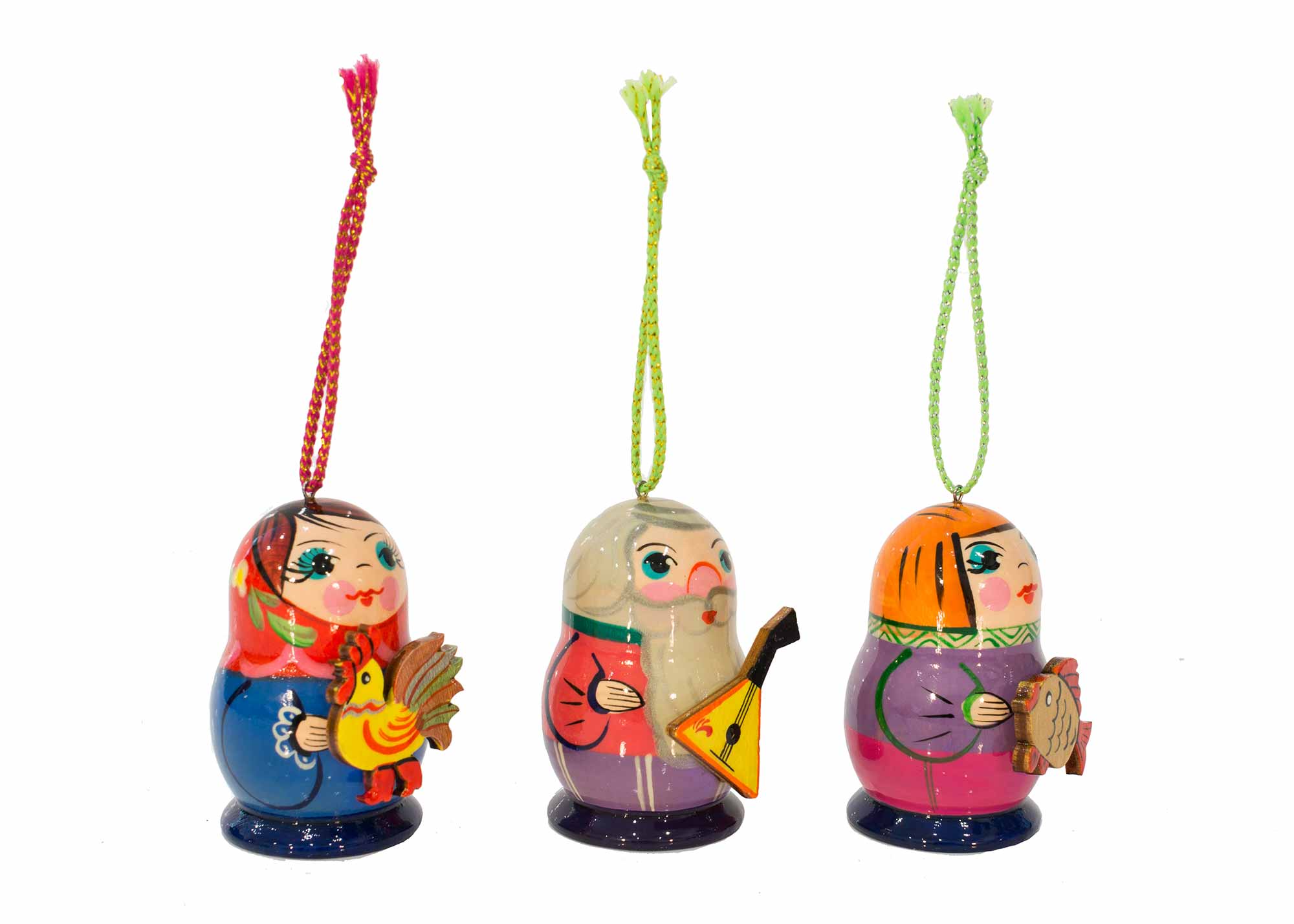 Buy Set of 3 Folksy Ornaments at GoldenCockerel.com