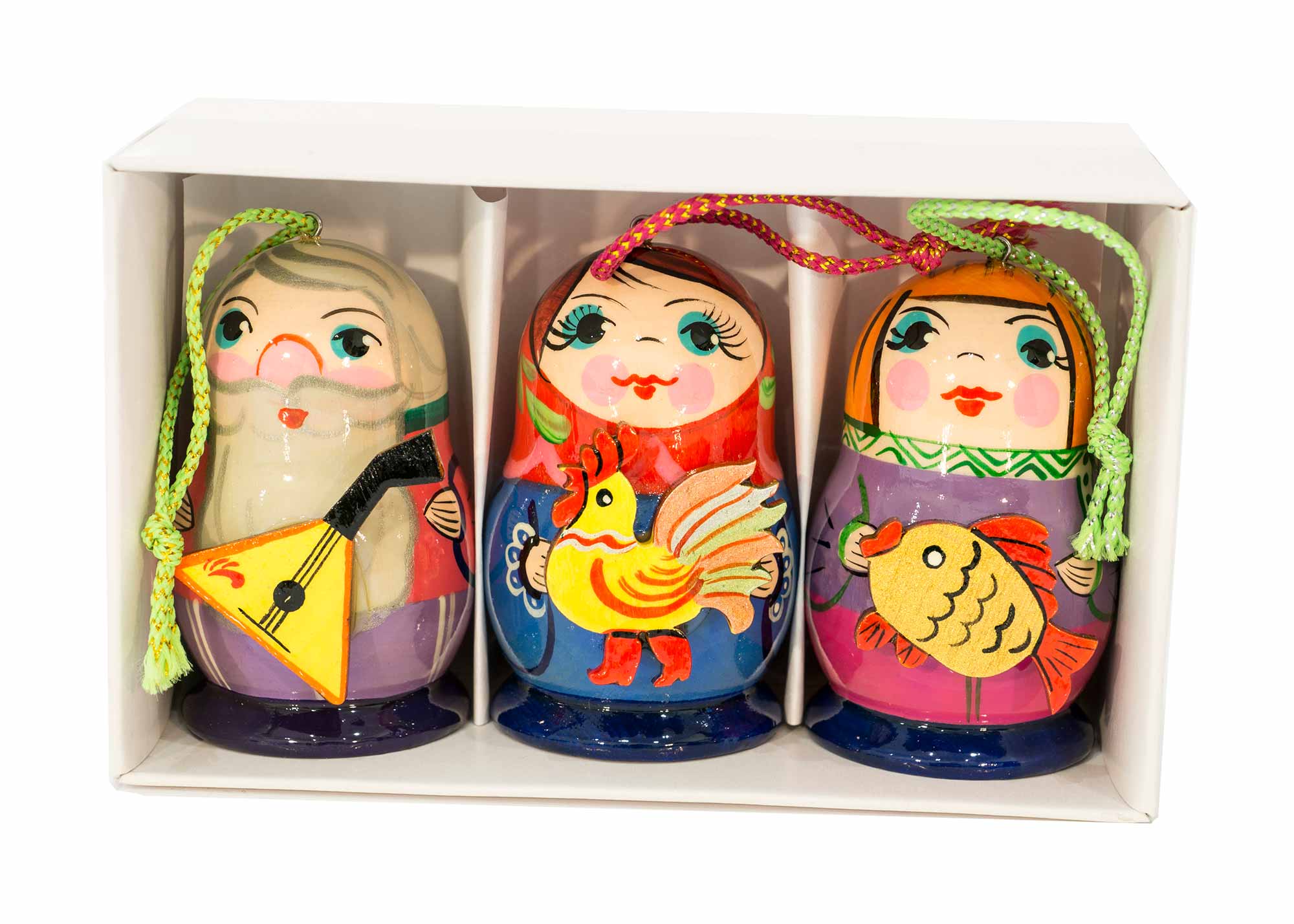 Buy Set of 3 Folksy Ornaments at GoldenCockerel.com