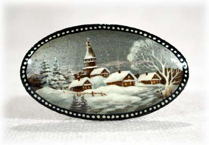 Buy Russian Winter Landscape Brooch 2.5"x1.5" at GoldenCockerel.com
