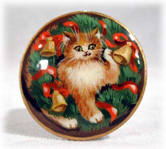 Buy Christmas Tree Cat Brooch 1.5" at GoldenCockerel.com