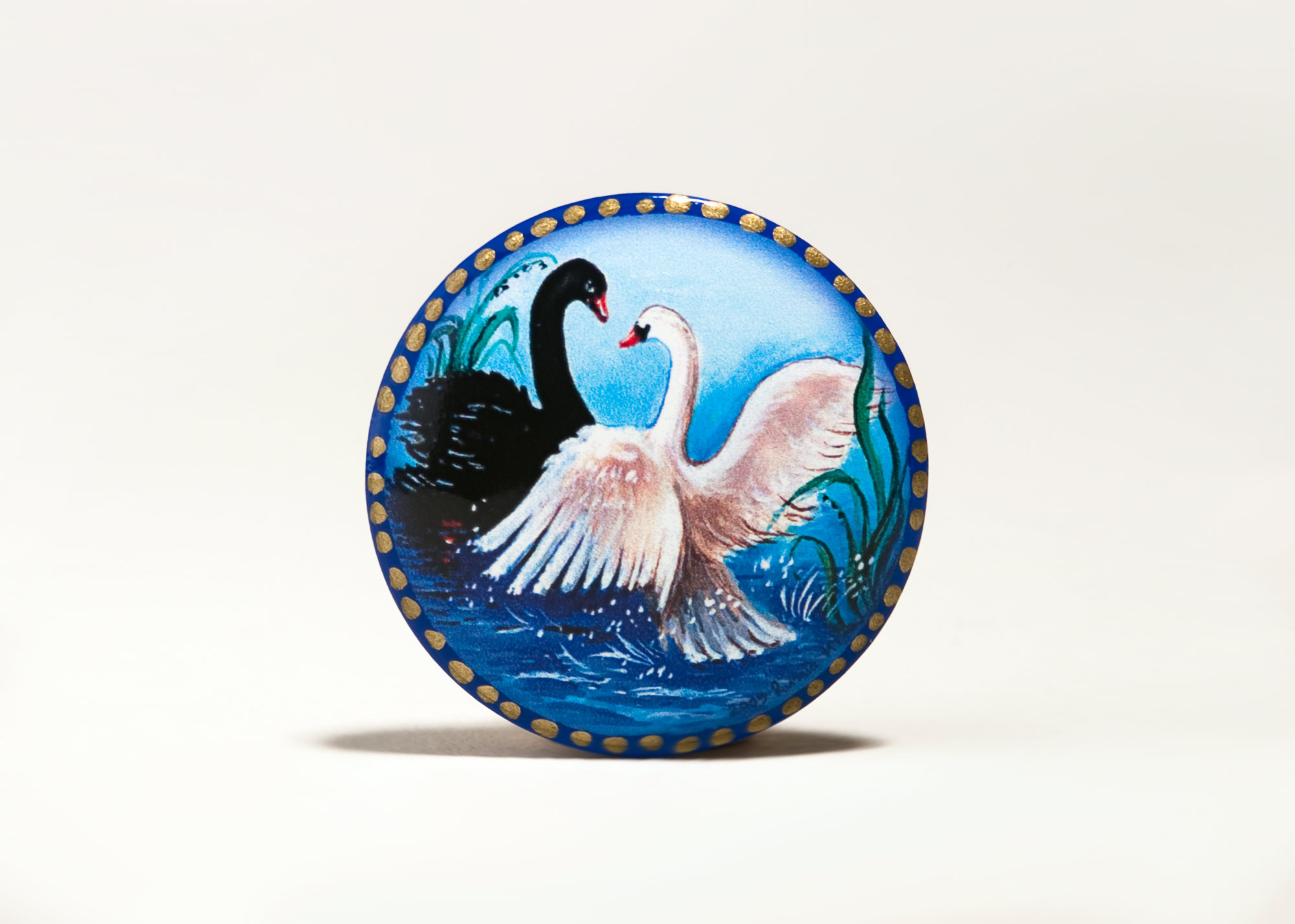 Buy Black & White Swan Brooch at GoldenCockerel.com