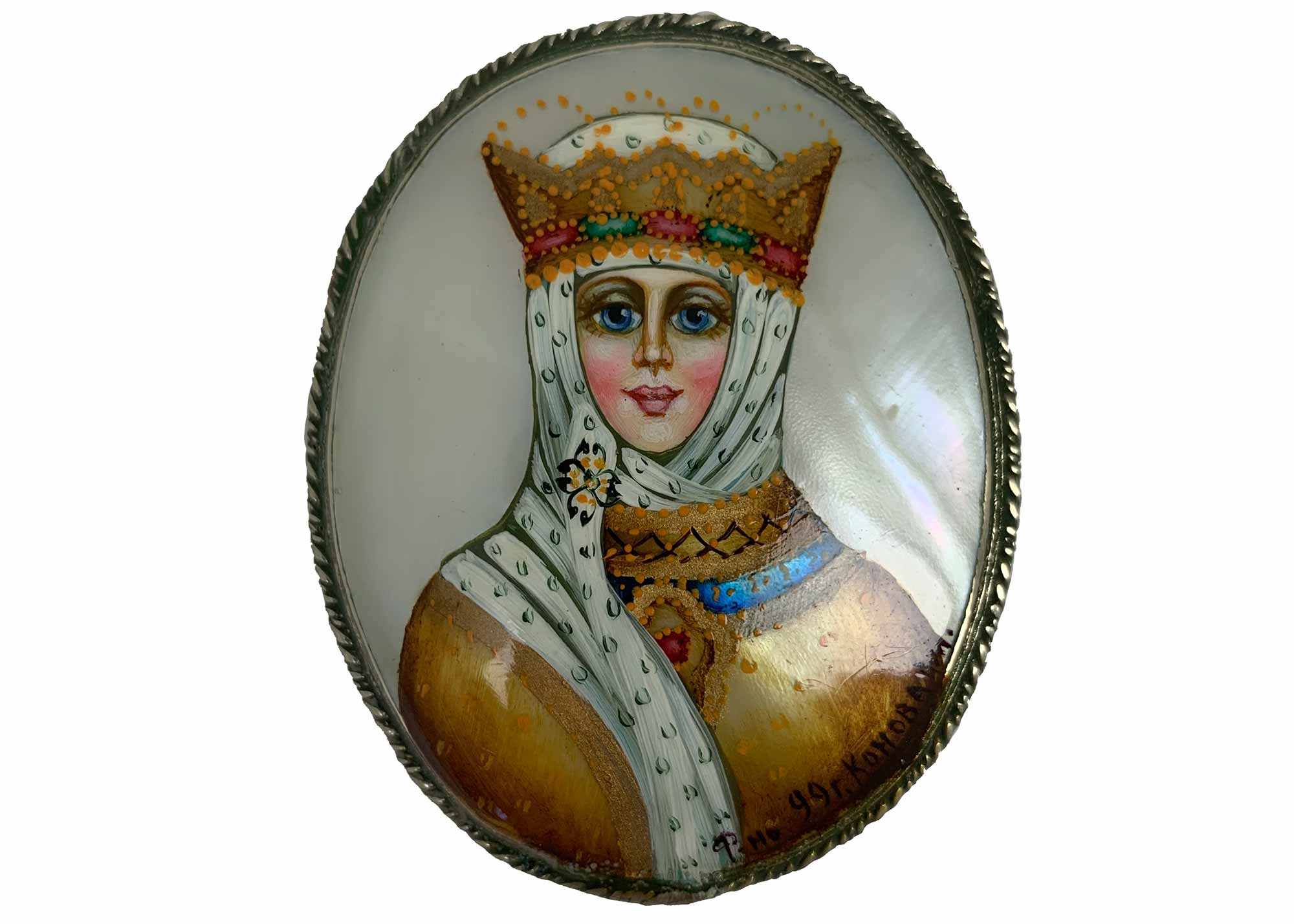 Buy Vintage Mother of Pearl Portrait Brooch Fayina at GoldenCockerel.com