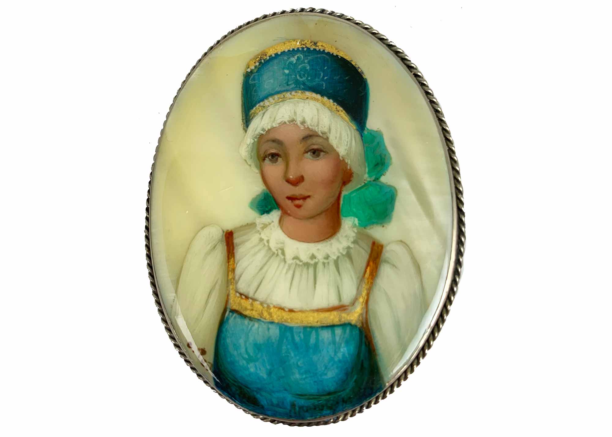 Buy Vintage Mother of Pearl Portrait Brooch at GoldenCockerel.com