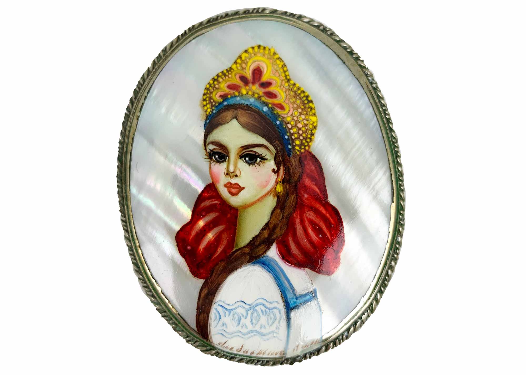 Buy Vintage Mother of Pearl Portrait Brooch at GoldenCockerel.com