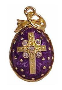 Buy Faberge-Style Egg Pendant "Gold-dotted Egg with Cross"  at GoldenCockerel.com