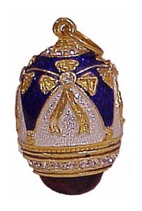 Buy Faberge-Style Egg Pendant "Ribboned Egg w/Stone Button"  at GoldenCockerel.com