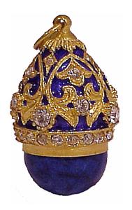 Buy Faberge-Style Egg Pendant "Lg. Stone Button w/Floral Scroll"  at GoldenCockerel.com