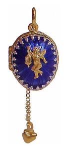 Buy Faberge-Style Egg Pendant "Angel Locket with Heart Charm"  at GoldenCockerel.com