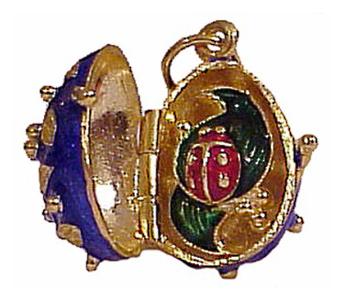 Buy Faberge-Style Egg Pendant "Ladybug in Locket with Leaves"  at GoldenCockerel.com