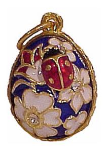Buy Faberge-Style Egg Pendant "Ladybug on Flowers" at GoldenCockerel.com