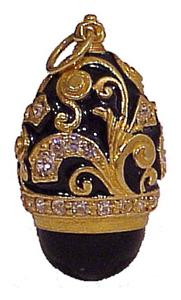 Buy Faberge-Style Egg Pendant "Stylized Vines with Stone Button" at GoldenCockerel.com