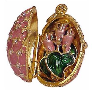 Buy Faberge-Style Egg Pendant "Large Locket with Calla Lillies" at GoldenCockerel.com