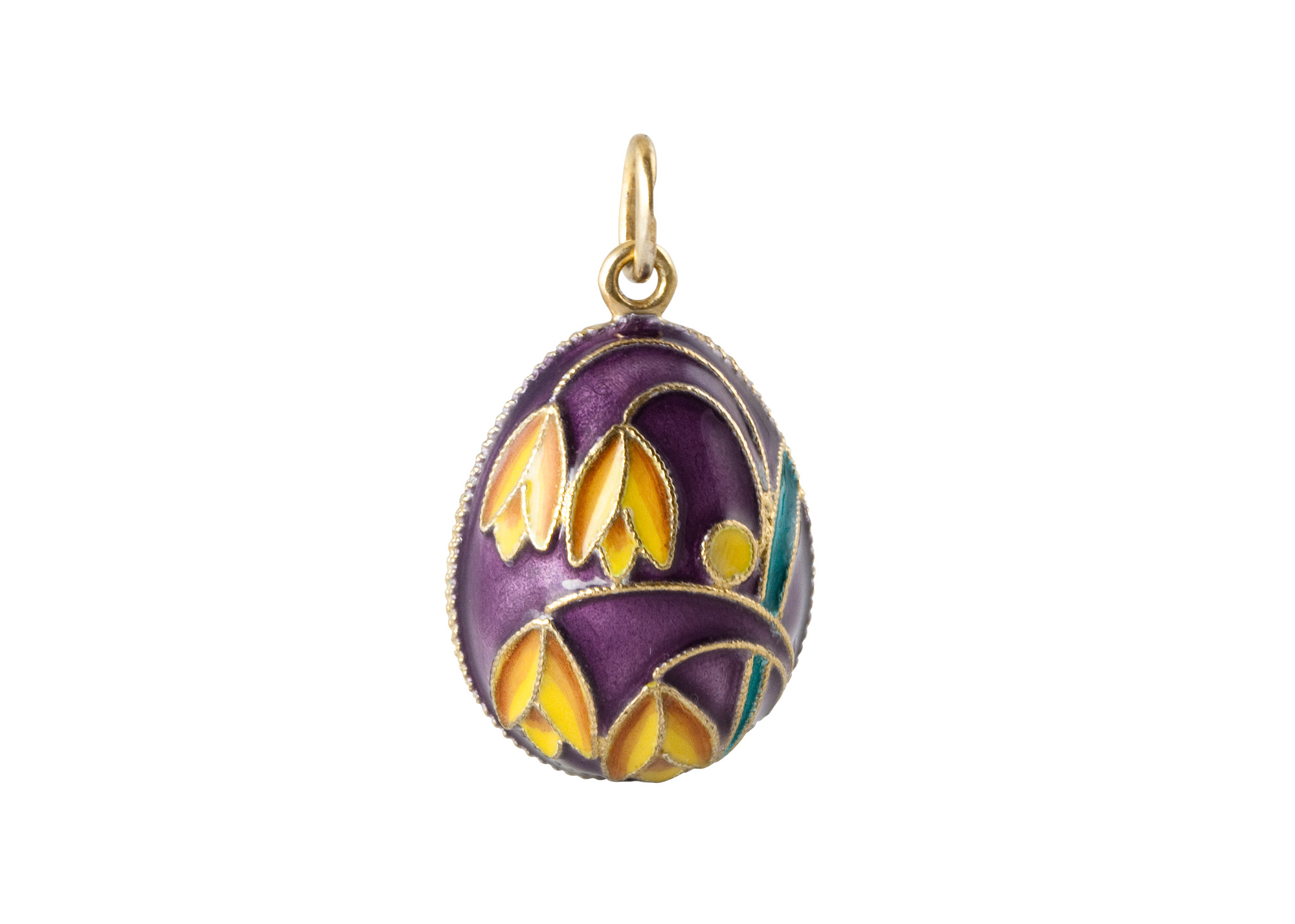 Buy Faberge Pendant Purple w/ Yellow Flowers at GoldenCockerel.com