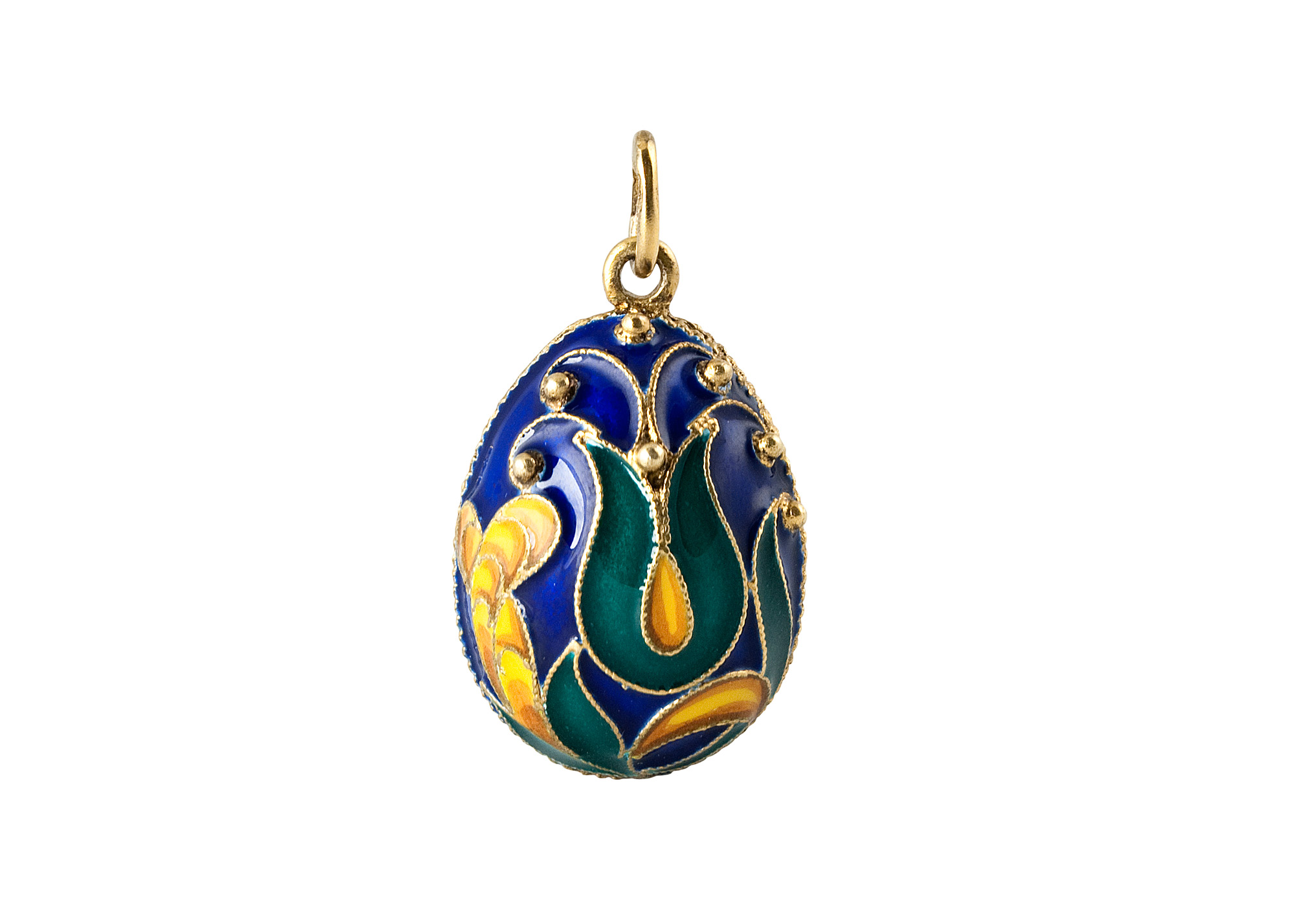 Buy Green Flower on Blue Pendant at GoldenCockerel.com