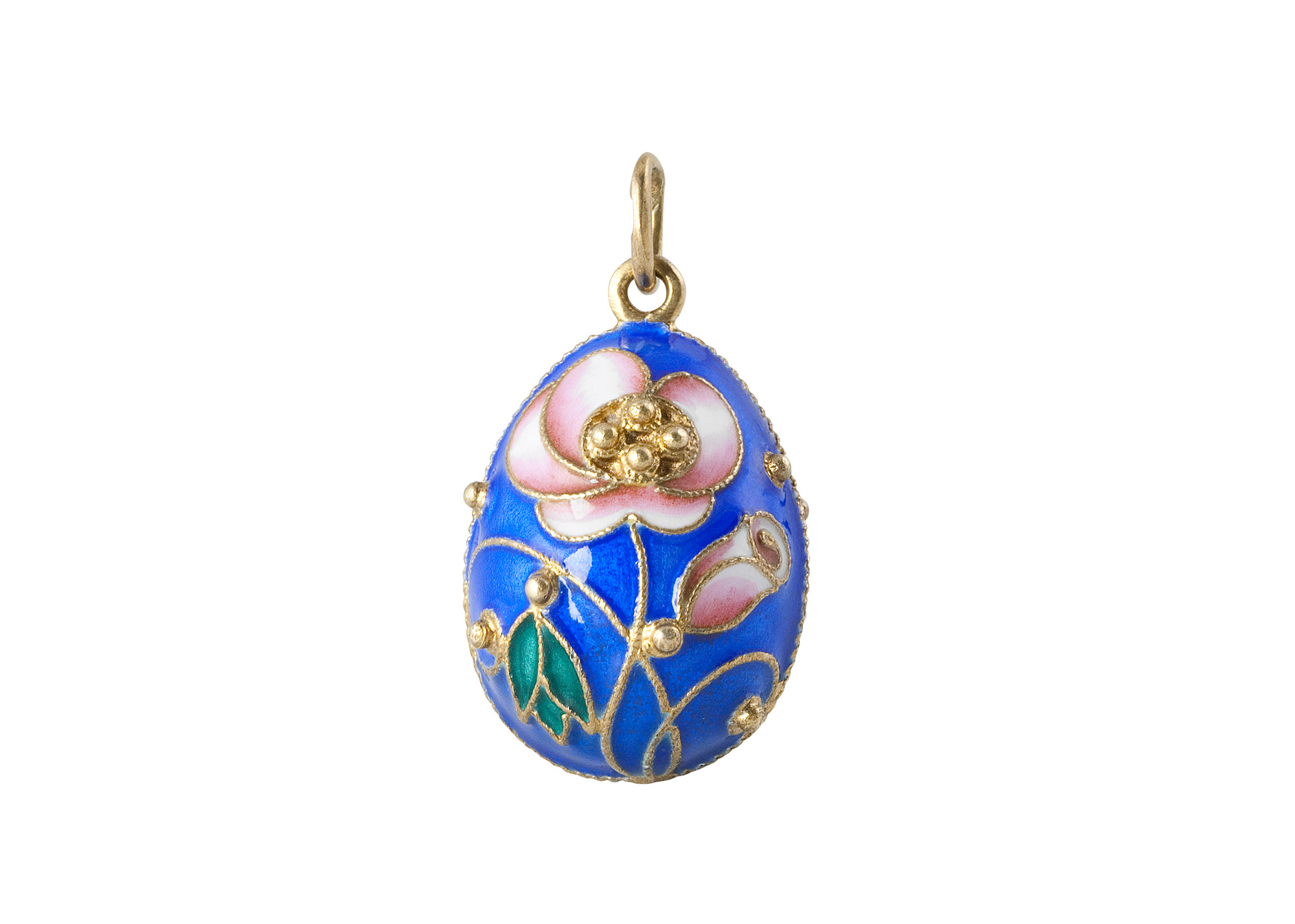 Buy Faberge Pendant Pink Rose on Blue Field 1" at GoldenCockerel.com