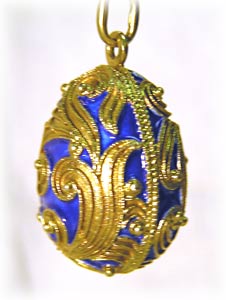 Buy Faberge-Style Egg Pendant "Blue Swirling Gold" at GoldenCockerel.com