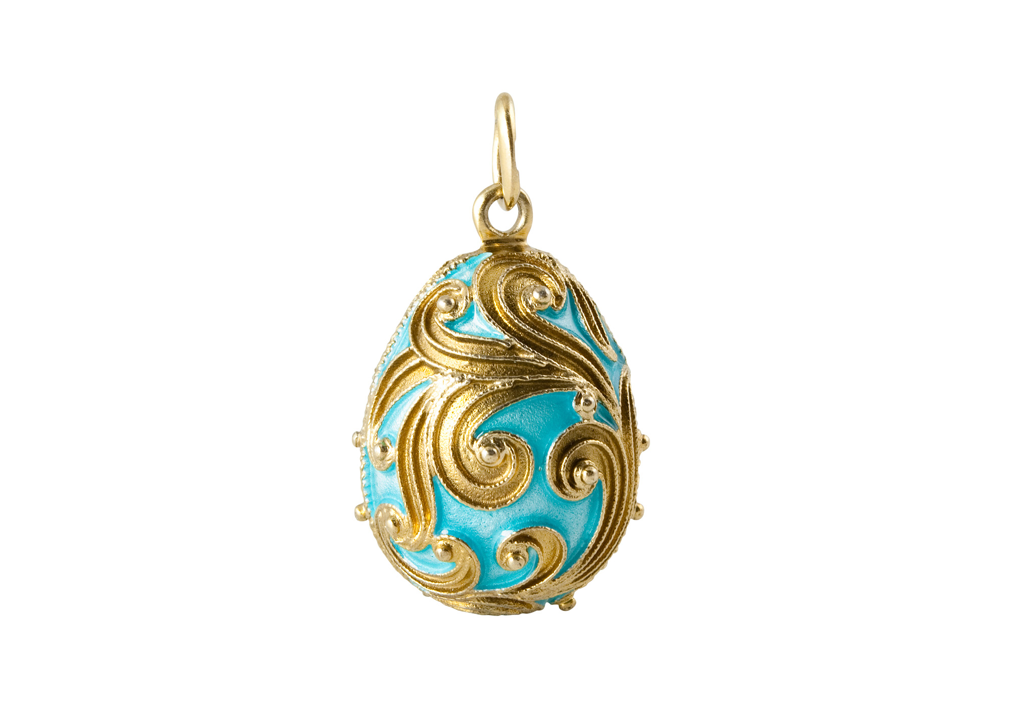 Buy Teal Swirling Gold Egg Pendant 1" at GoldenCockerel.com