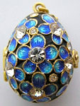 Buy Faberge-Style Pendant - "Blue Crystal Floral Locket" at GoldenCockerel.com