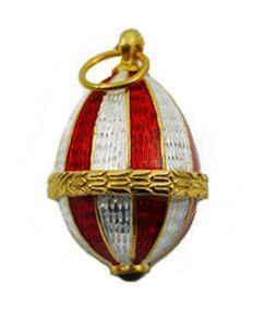 Buy Faberge-Style Egg Pendant "Red & White Stripes" at GoldenCockerel.com