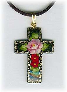 Buy Bouquet Cross Pendant 1.1"x1.5" at GoldenCockerel.com