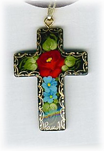 Buy Bouquet Cross Pendant 1.1"x1.5" at GoldenCockerel.com