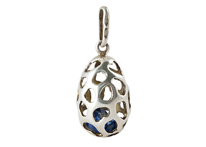Buy Silver Pendant Holds Blue Gems at GoldenCockerel.com