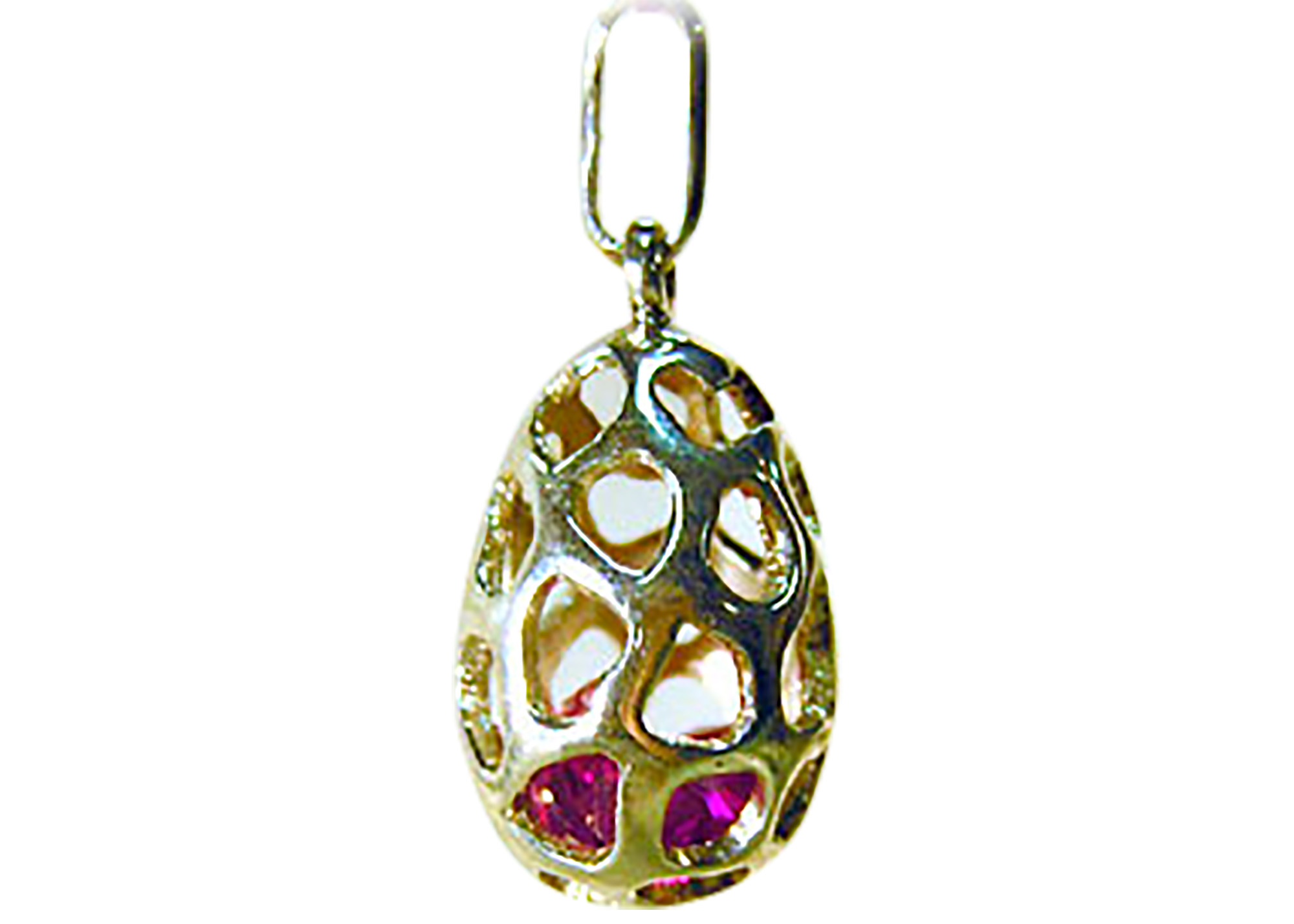 Buy Silver Egg Pendant  w/ Caged  Crystals at GoldenCockerel.com