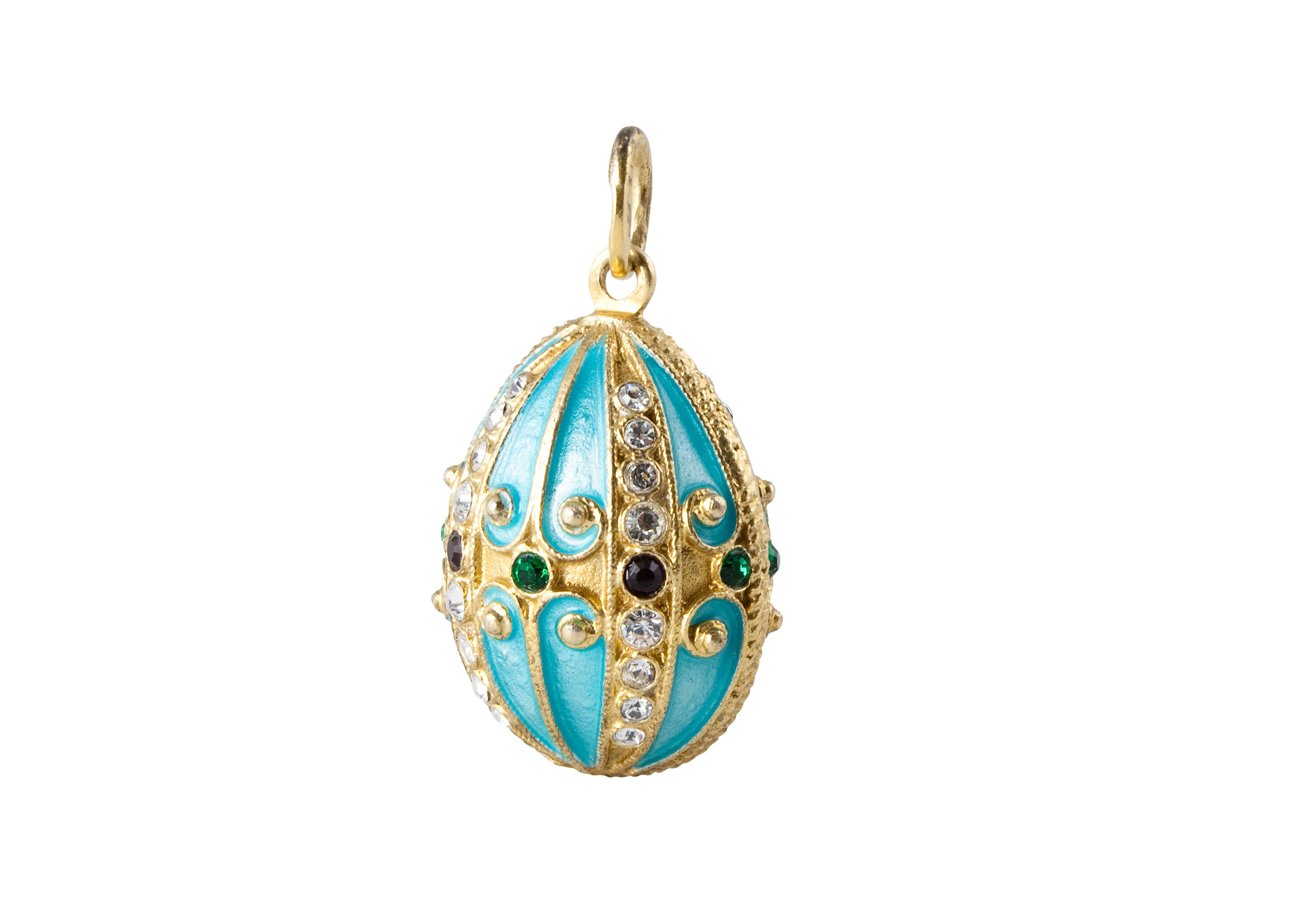 Buy Teal Carousel Faberge Egg Pendant 1" at GoldenCockerel.com