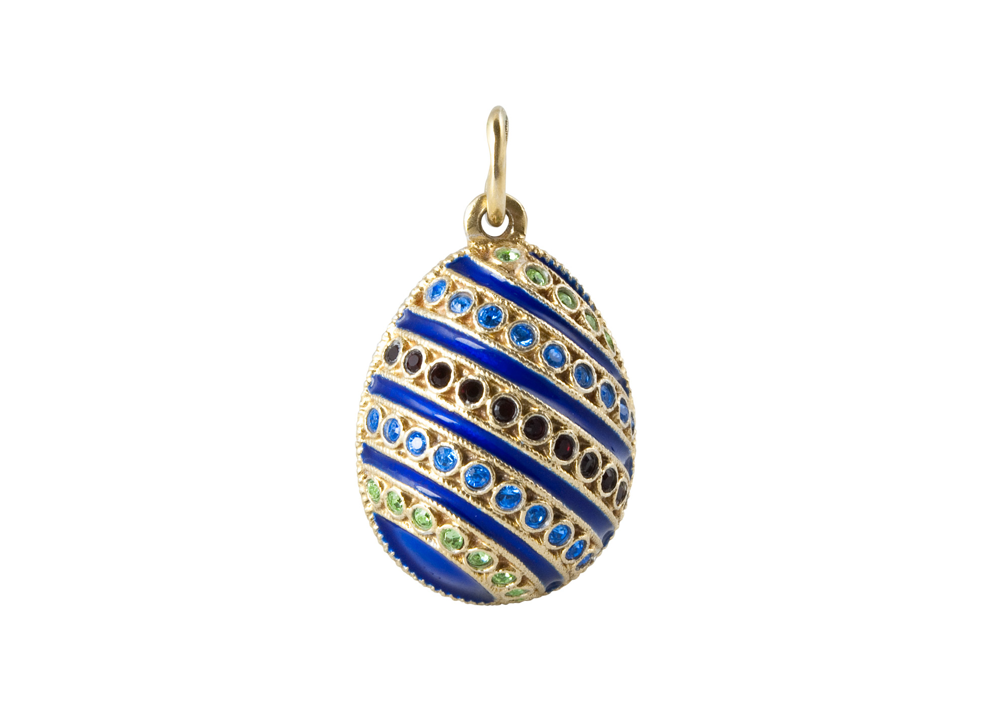 Buy Crystal Rows Green Blue Red Faberge Egg Pendant at GoldenCockerel.com