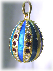 Buy Blue & Green Striped Egg Pendant at GoldenCockerel.com