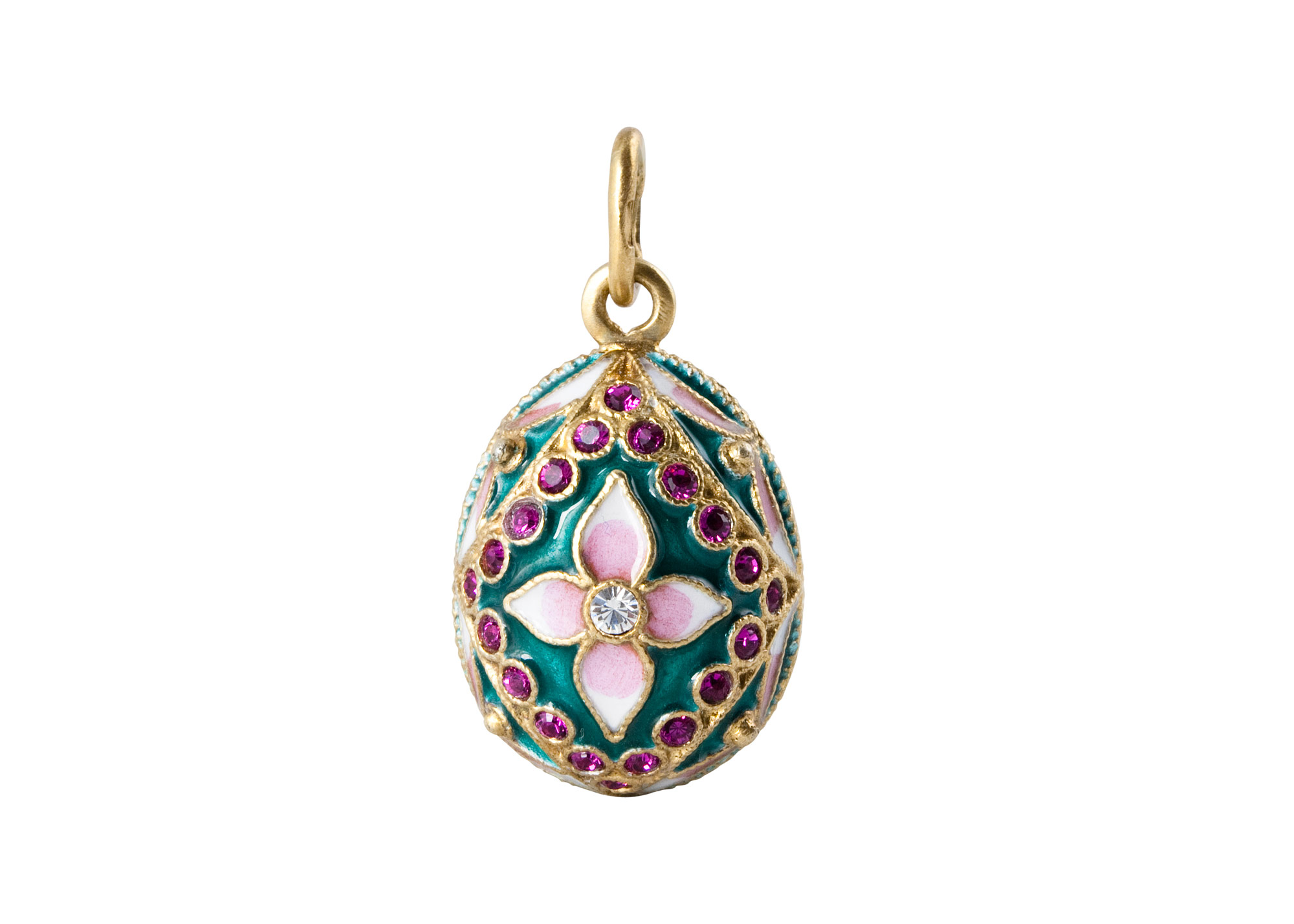 Buy Square Flower Green and Pink Pendant at GoldenCockerel.com