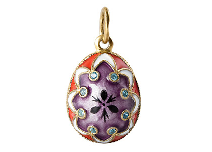 Buy Painted Flower Red Faberge Pendant .75" at GoldenCockerel.com