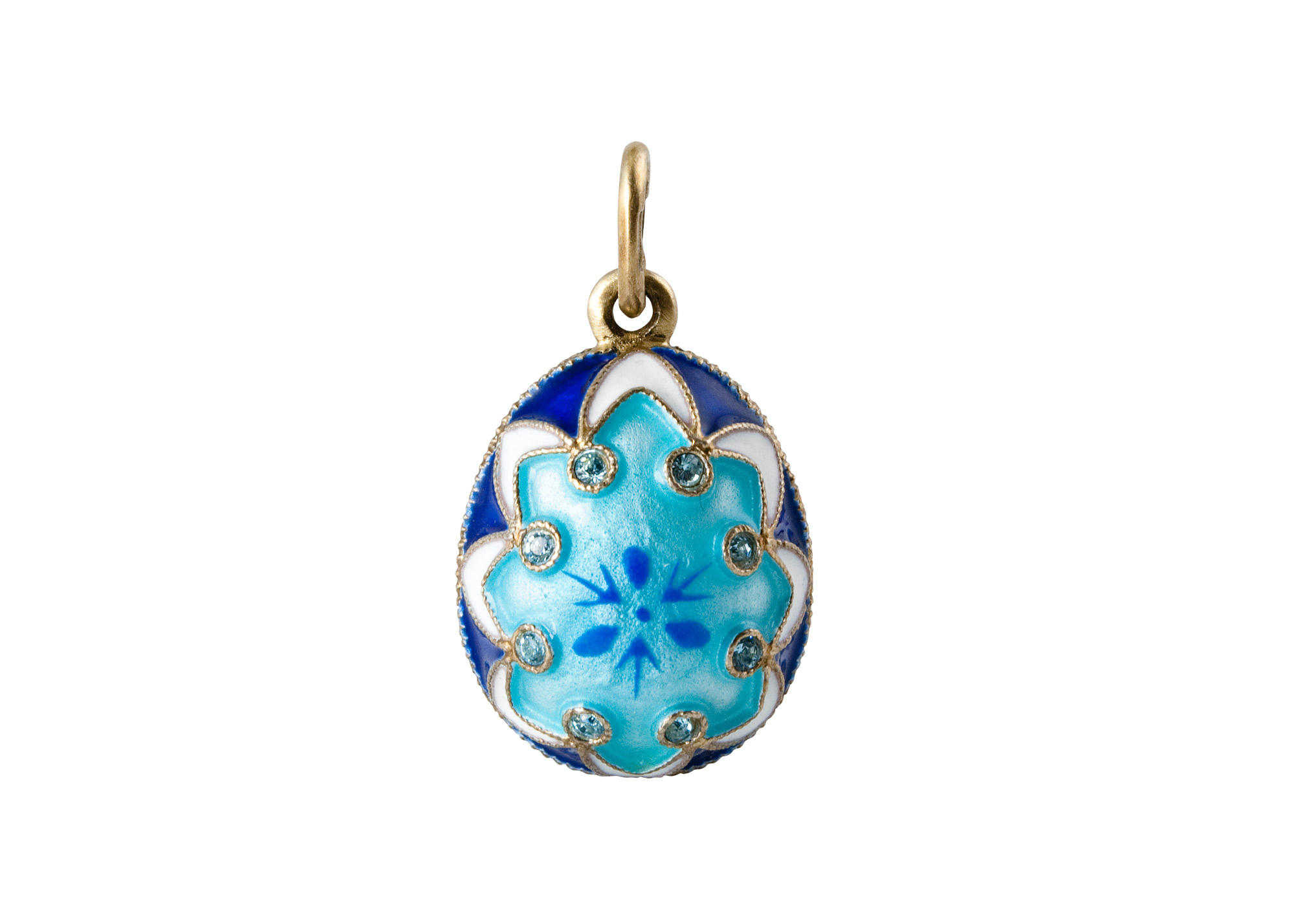 Buy Blue Painted Flower Egg Pendant (Damaged) .75" at GoldenCockerel.com