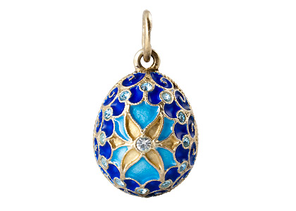 Buy Faberge-Style Egg Pendant "Blue Star Flower" .75" at GoldenCockerel.com