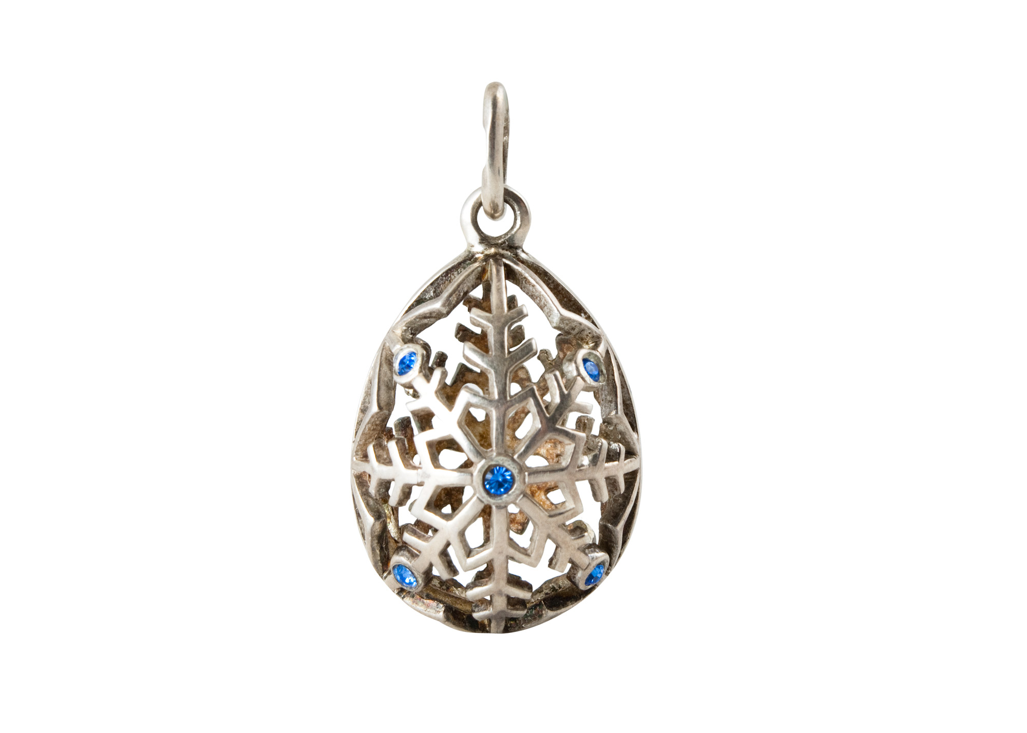 Buy Silver Snowflake Pendant w/ BLUE CRYSTALS at GoldenCockerel.com