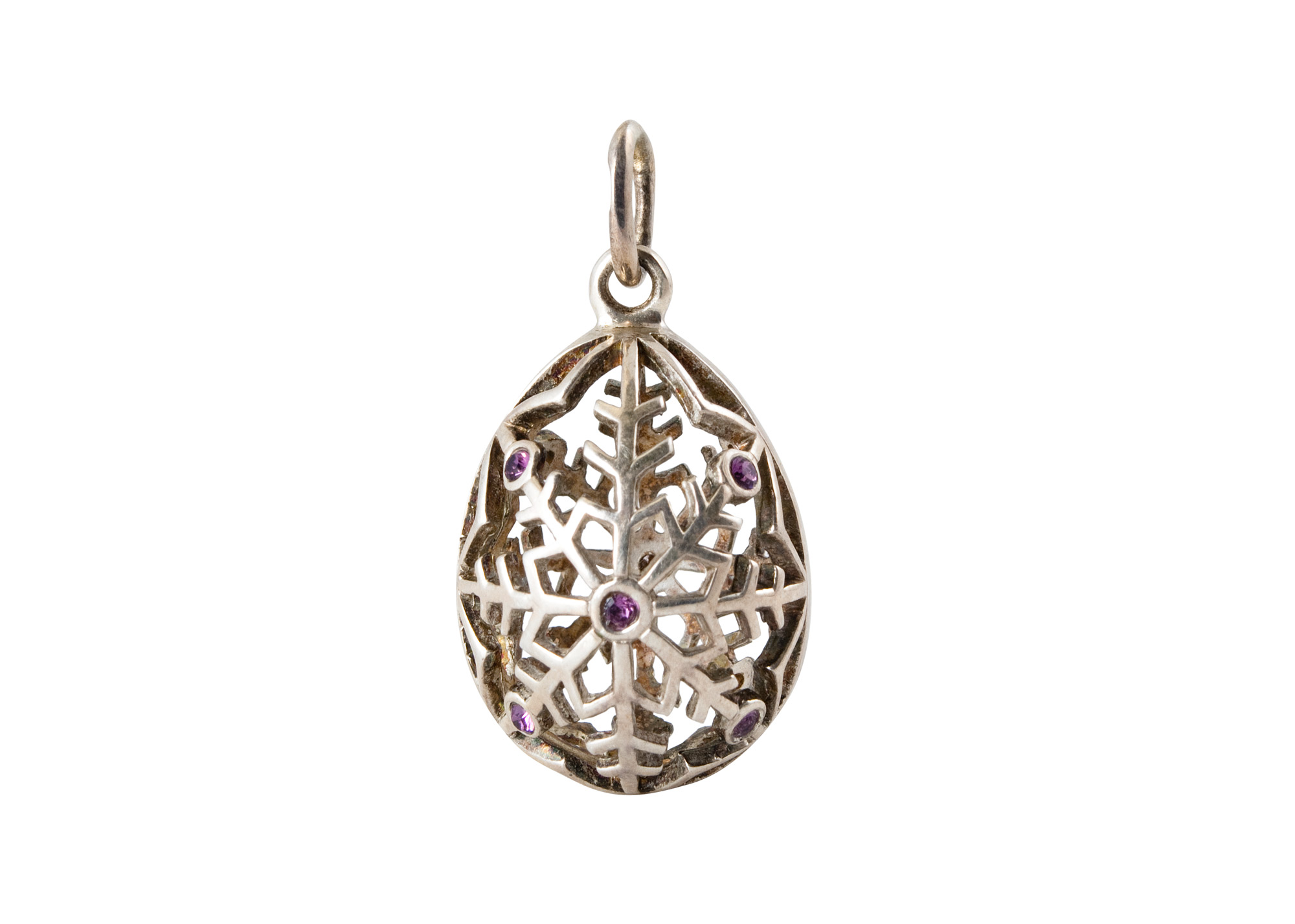 Buy Silver Snowflake Pendant w/ PURPLE CRYSTALS at GoldenCockerel.com