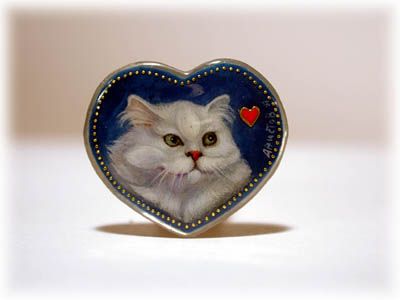 Buy Mother of Pearl Cat Portrat Button at GoldenCockerel.com