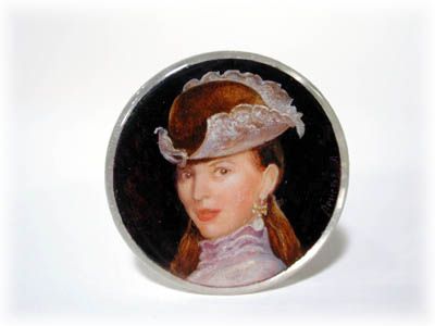 Buy Mother of Pearl Ladies w/ Hats Button at GoldenCockerel.com