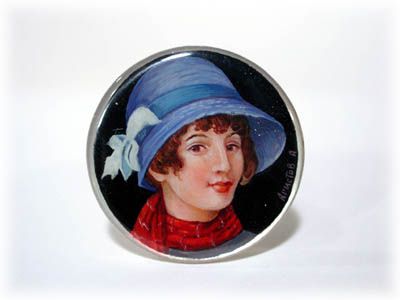 Buy Mother of Pearl Ladies w/ Hats Button at GoldenCockerel.com