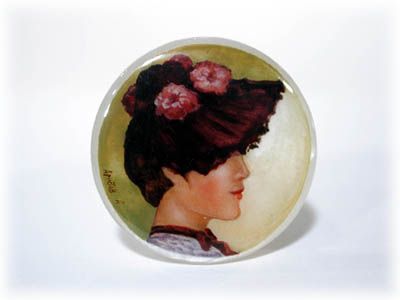 Buy Mother of Pearl Ladies w/ Hats Button at GoldenCockerel.com